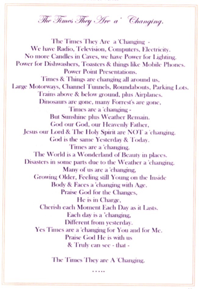 The Times They are A Changing